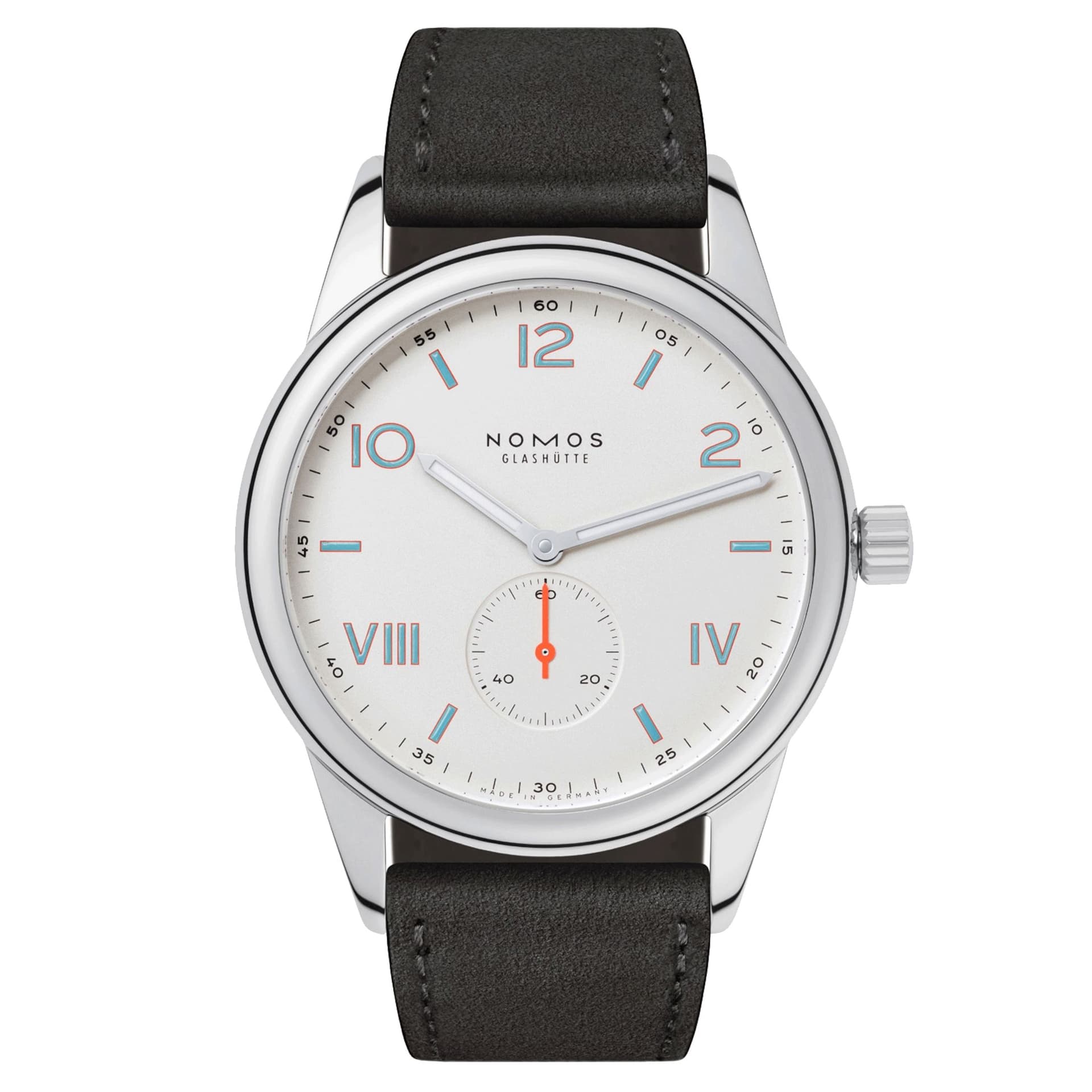 Nomos Montre NOMOS Club Campus 38 mécanique fond saphir bracelet cuir anthracite 38,5 mm