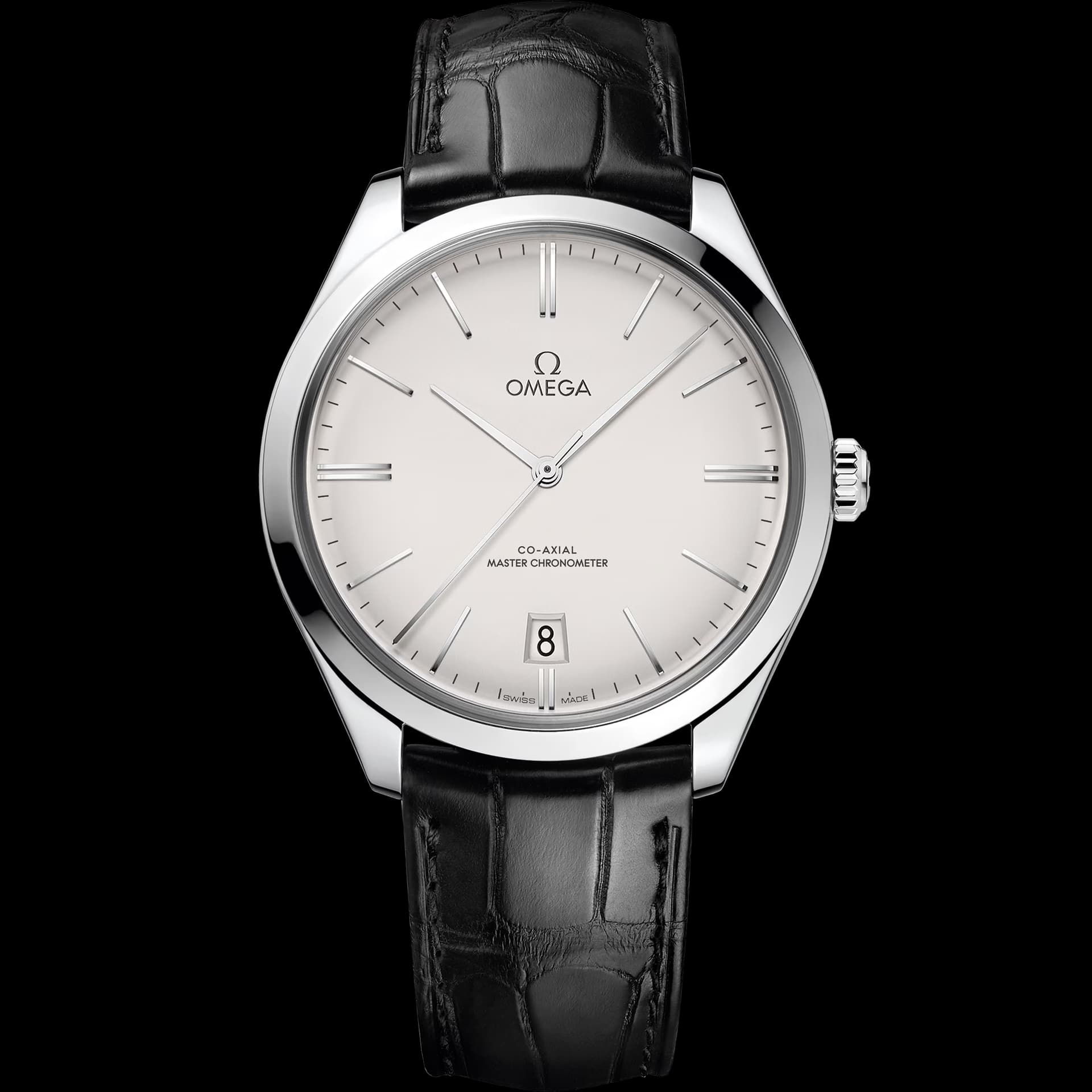 Omega Montre Omega de Ville Trésor Co-Axial Master Chronometer mécanique cadran argenté bracelet cuir 40 mm