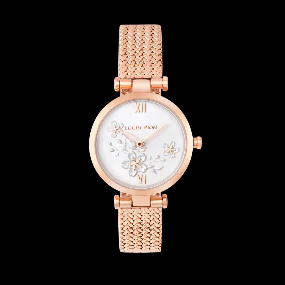 Louis Pion Montre quartz Femme Flore Blanc
