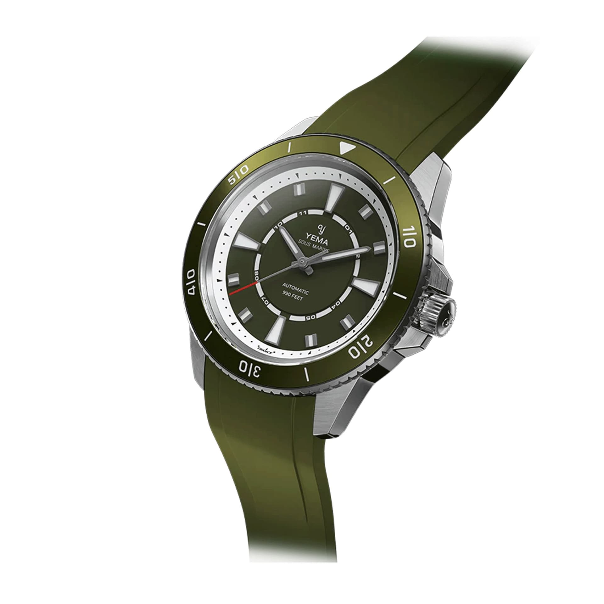 Yema Montre Yema Sous-Marine automatique cadran vert bracelet caoutchouc vert 40,5 mm