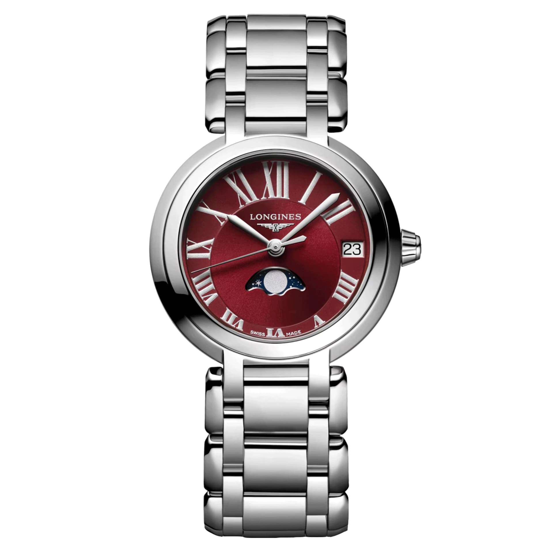 Longines Montre Longines Longines primaluna moonphase 30.50 mm Quartz Cadran Bordeaux Bracelet Acier