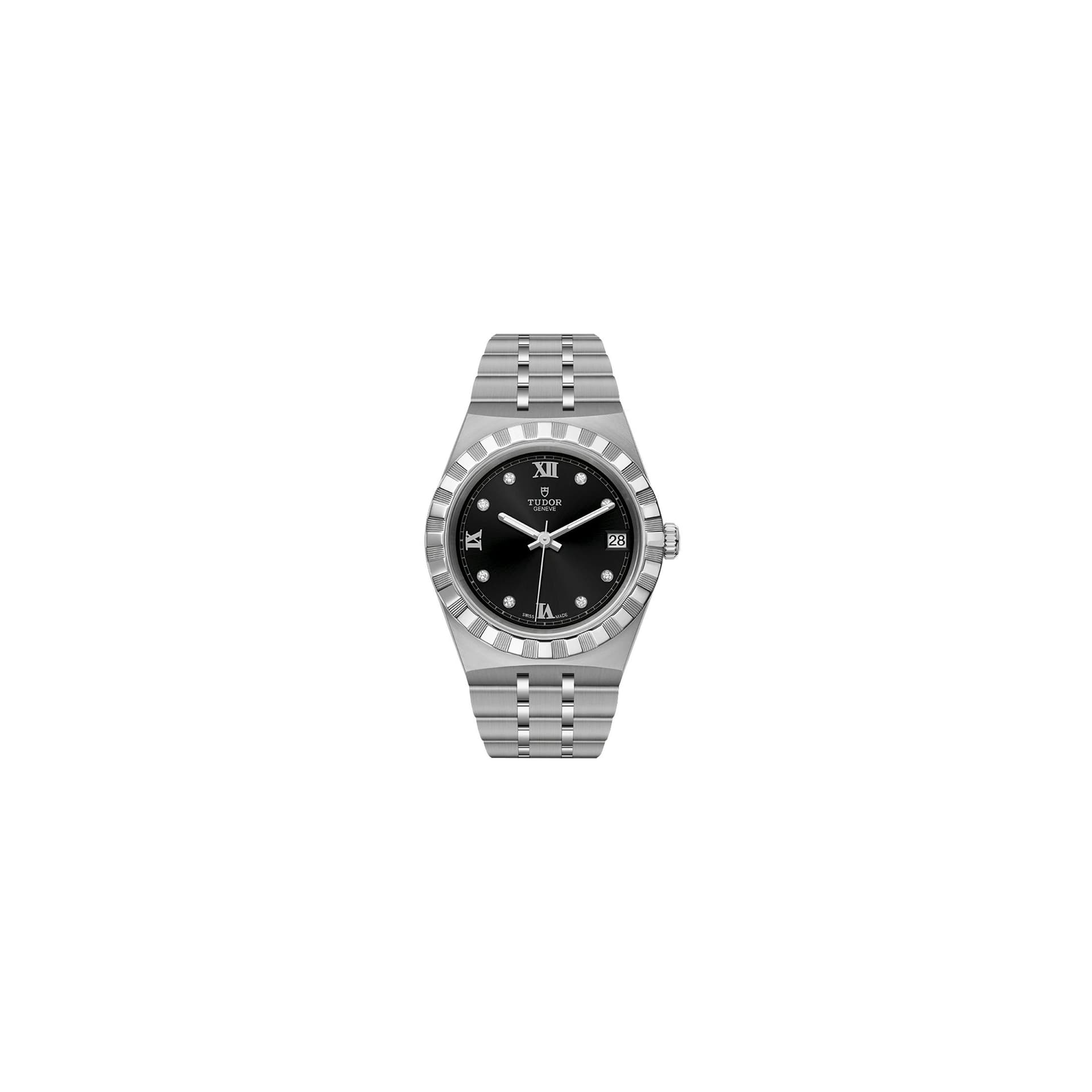 Tudor Montre Tudor Royal automatique index diamants cadran noir bracelet acier 34 mm