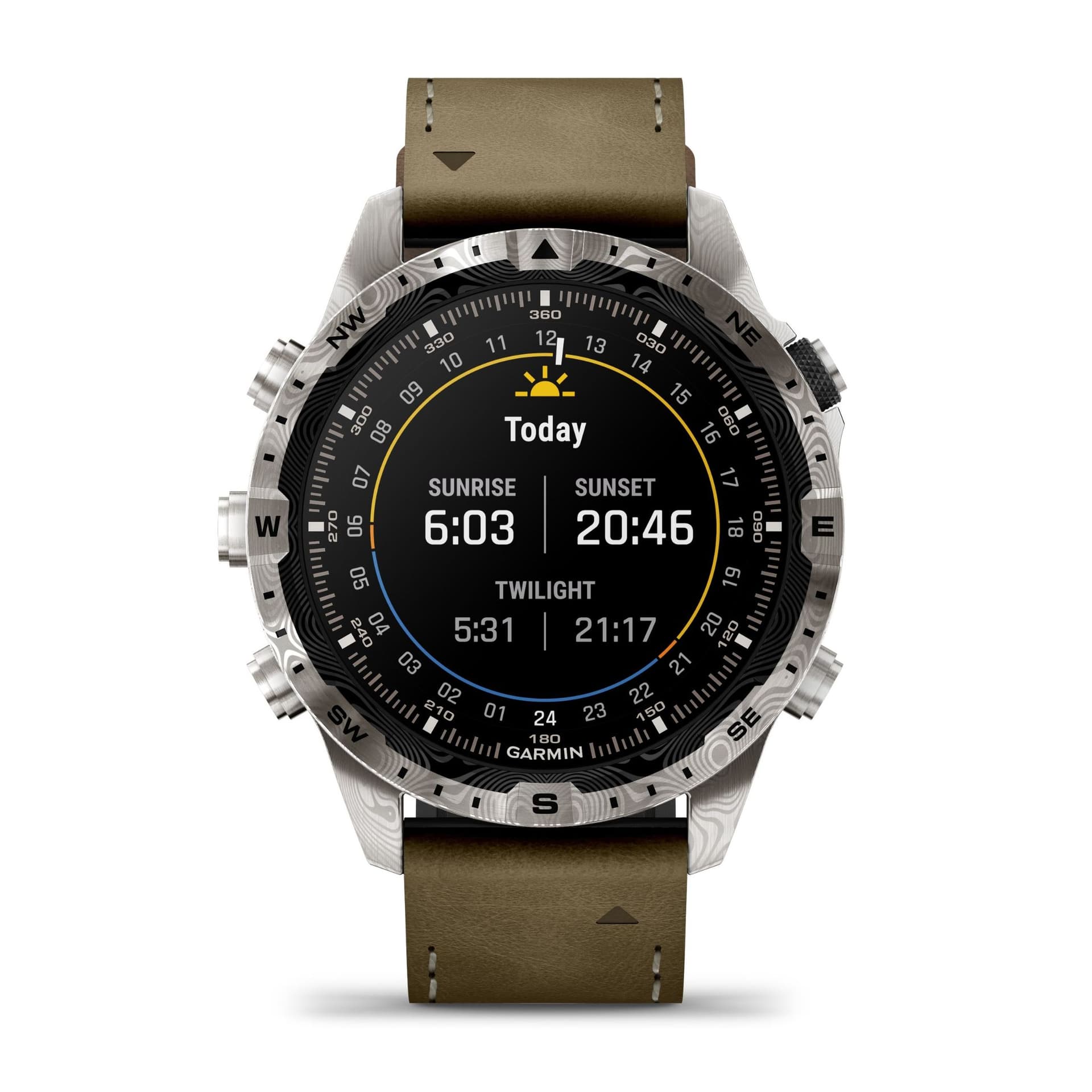Garmin Montre Garmin Marq Gen 2 Adventurer saphir titane bracelets cuir marron et caoutchouc noir 46 mm
