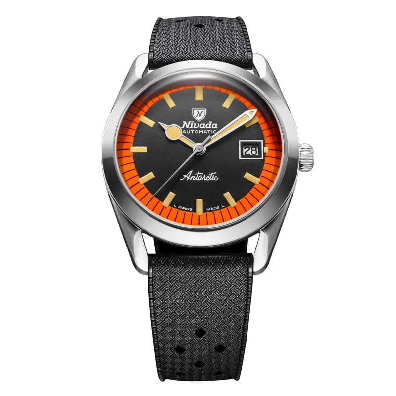 Nivada Grenchen Montre Super Antarctic Black & Orange 38mm with date 32056A