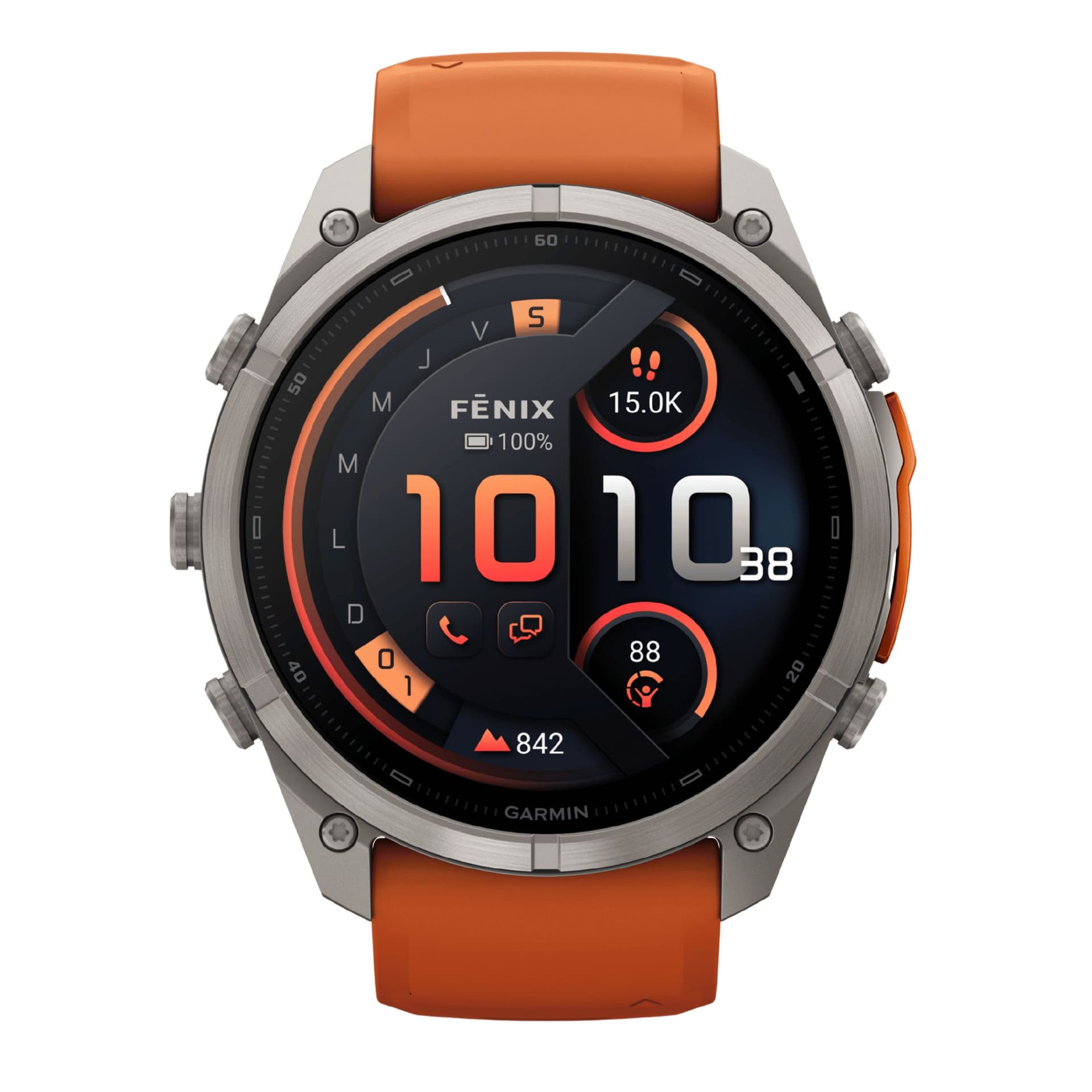 Garmin Montre Garmin Fēnix 9 Pro inReach AMOLED Sapphire Titane bracelet Autumn orange/spark orange silicone 51 mm