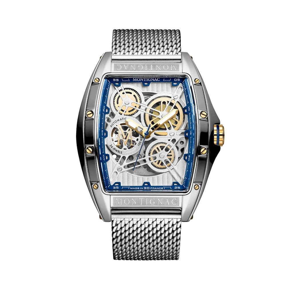 Montignac Montre automatique Homme Tonneau Argenté
