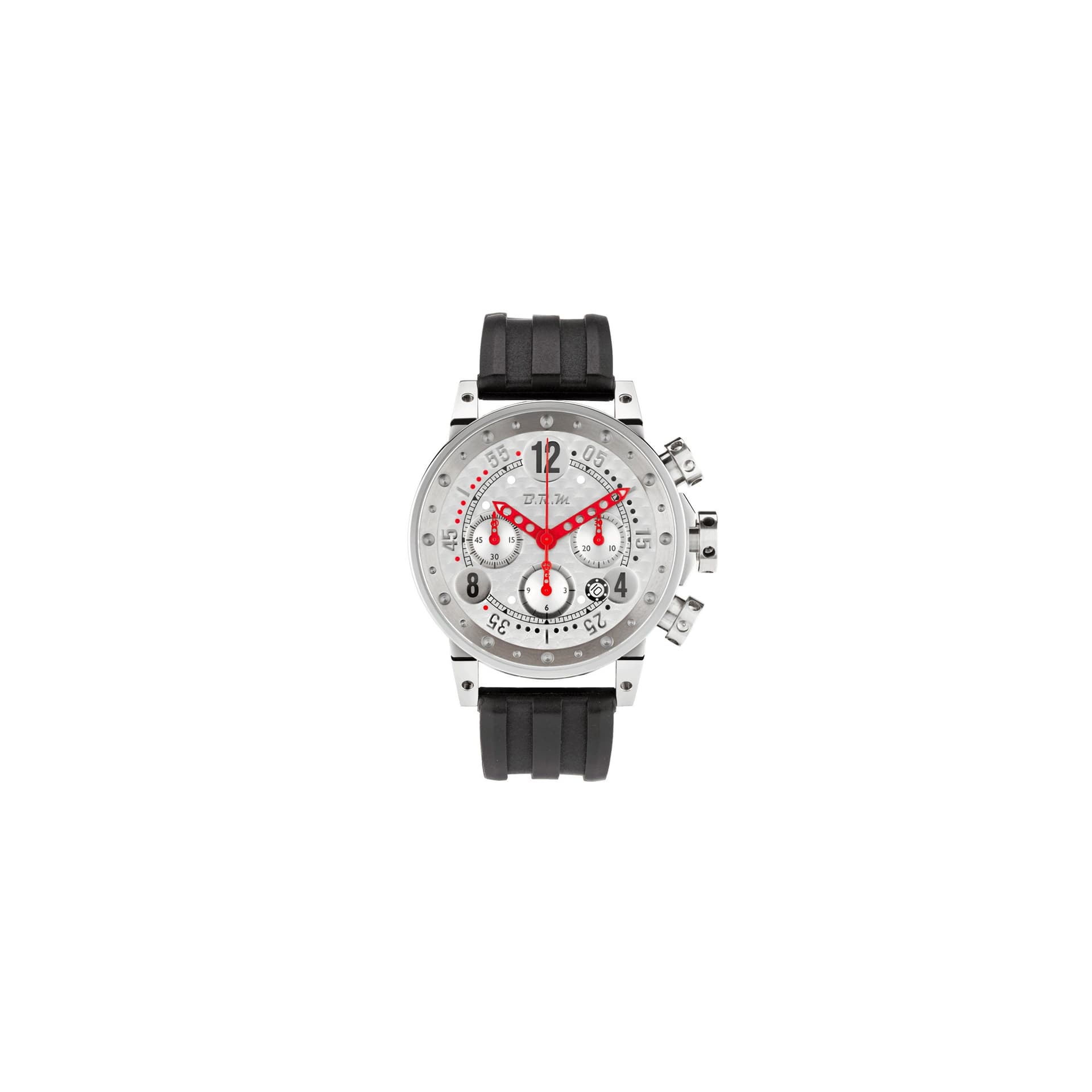 B.R.M Montre BRM V12 automatique inox cadran bouchonné aiguilles rouges 44 mm