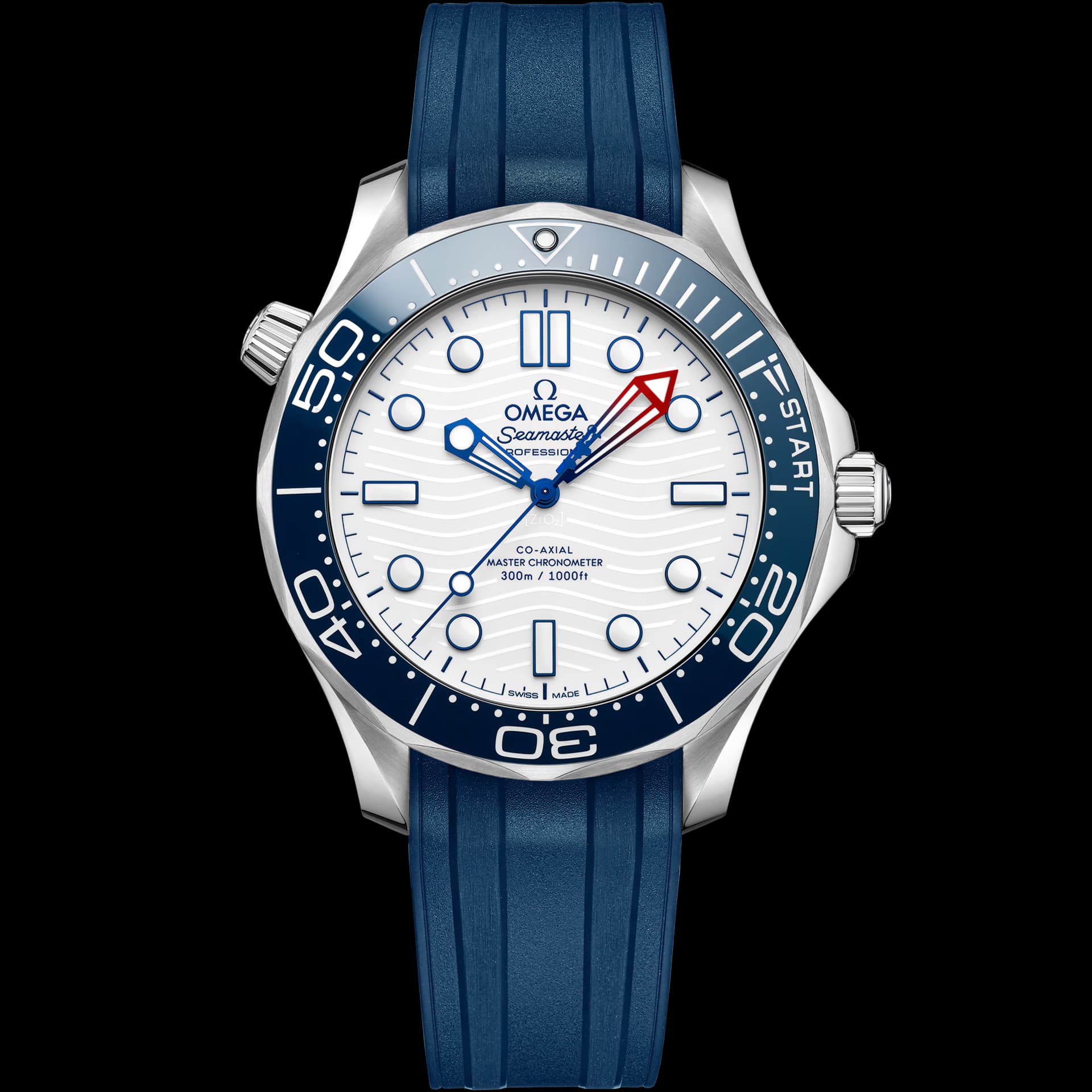 Omega Seamaster 42 mm, acier sur bracelet caoutchouc