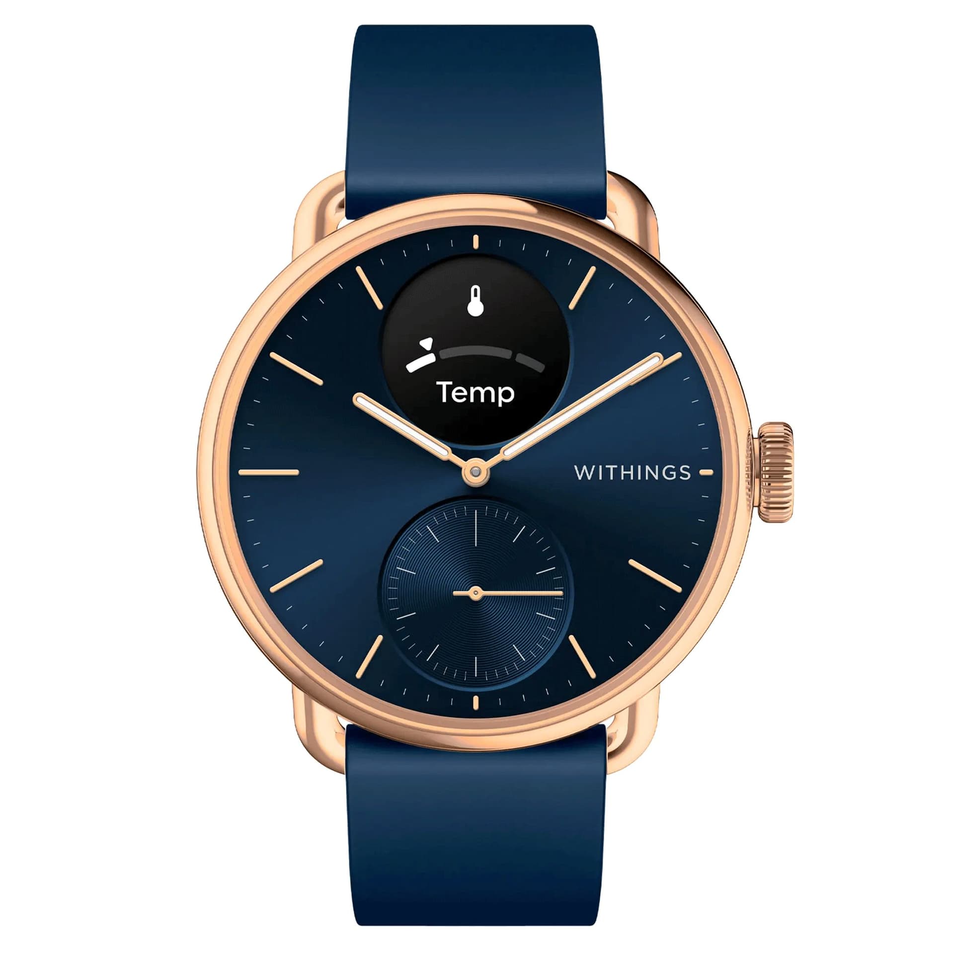 Withings Montre connectée Withings ScanWatch 2 Rose Gold cadran bleu bracelet silicone bleu 38 mm