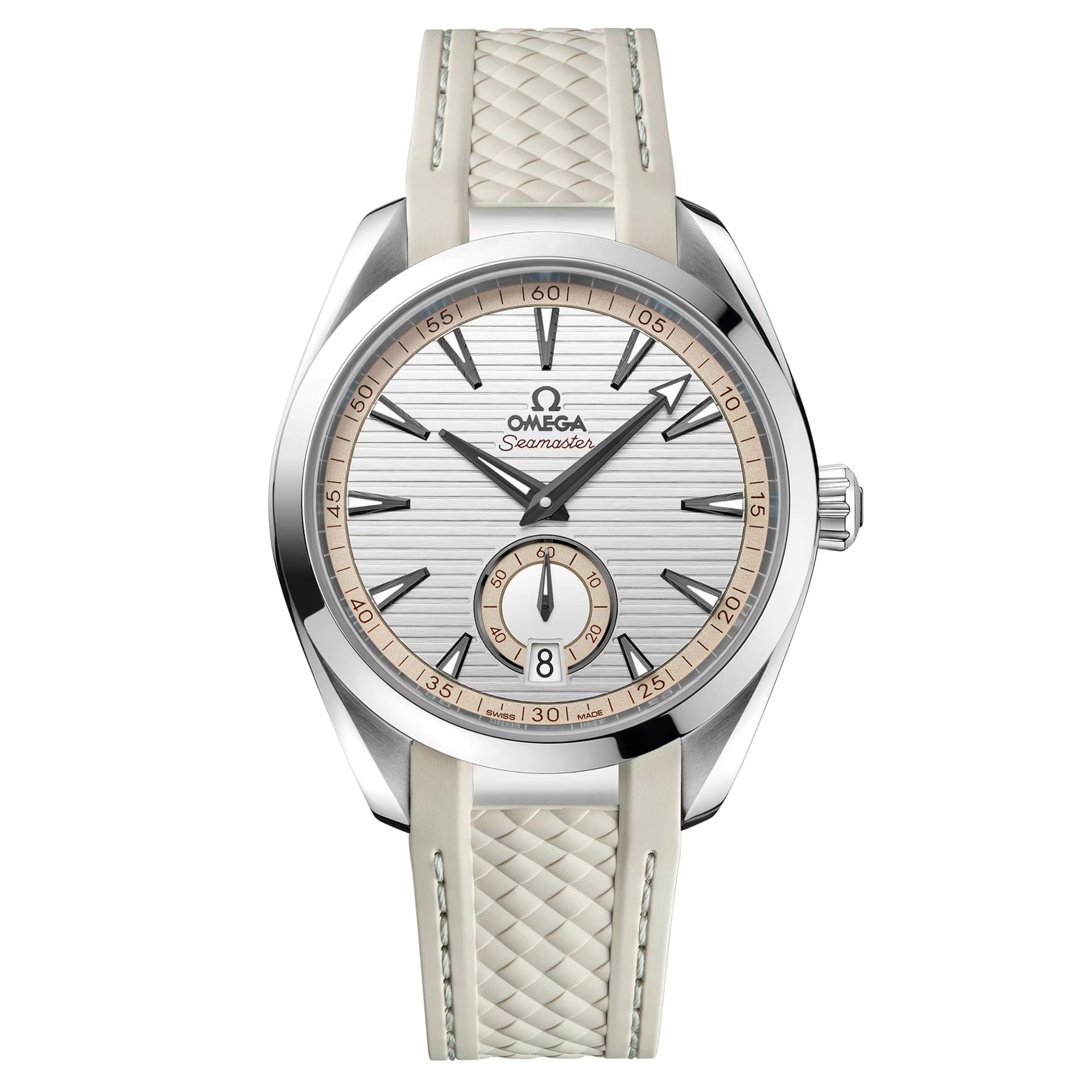 Omega Montre Omega Seamaster Aqua Terra 150m Petite Seconde Co-Axial Master Chronometer cadran beige bracelet caoutchouc 41 mm