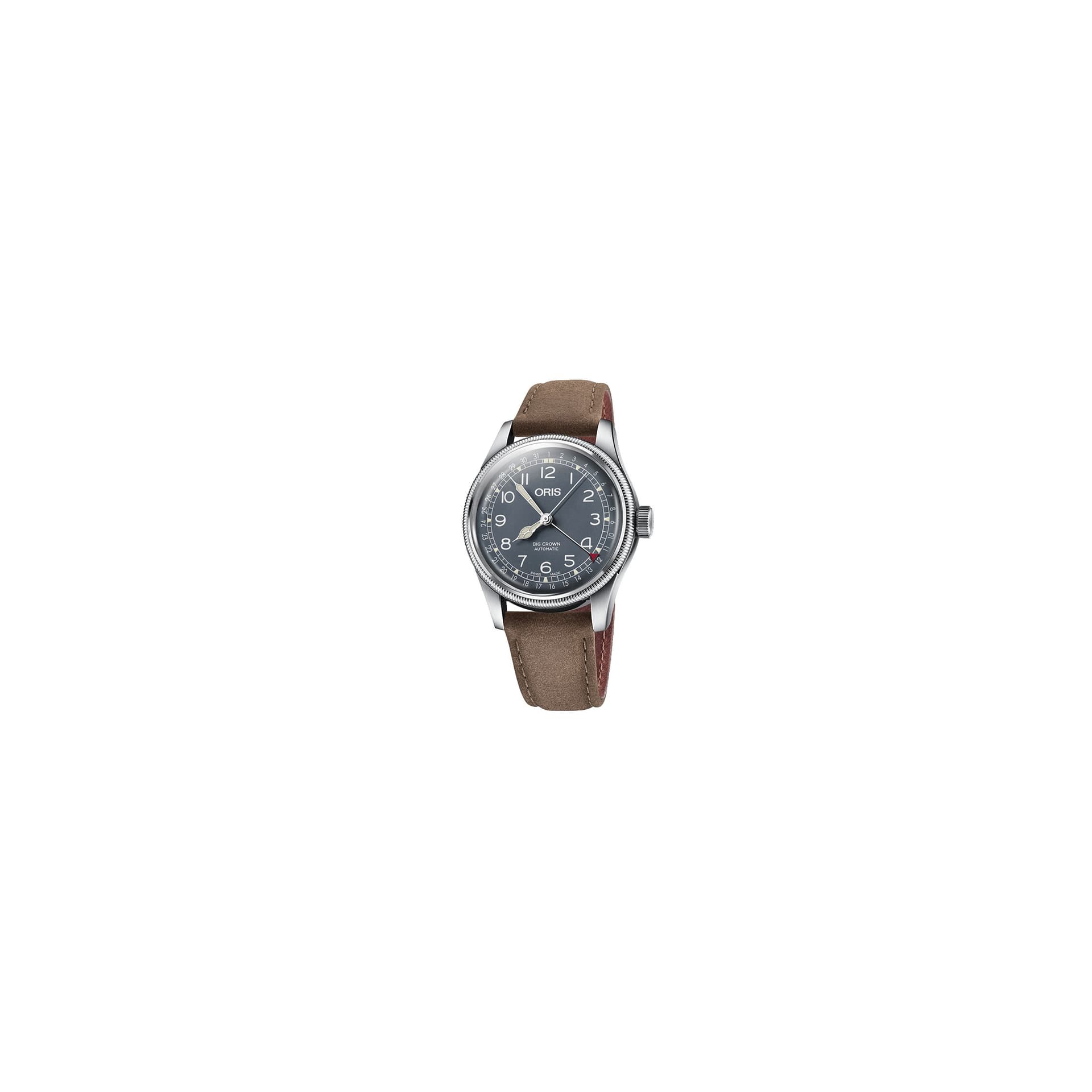 Oris Montre Oris Aviation Big Crown Pointer Date cadran bleu bracelet cuir brun 40 mm