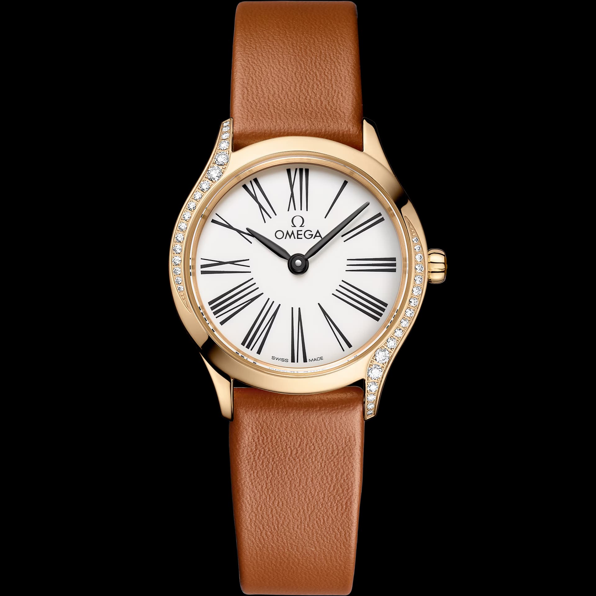 Omega De Ville 26 mm, or Moonshine™ sur bracelet en cuir