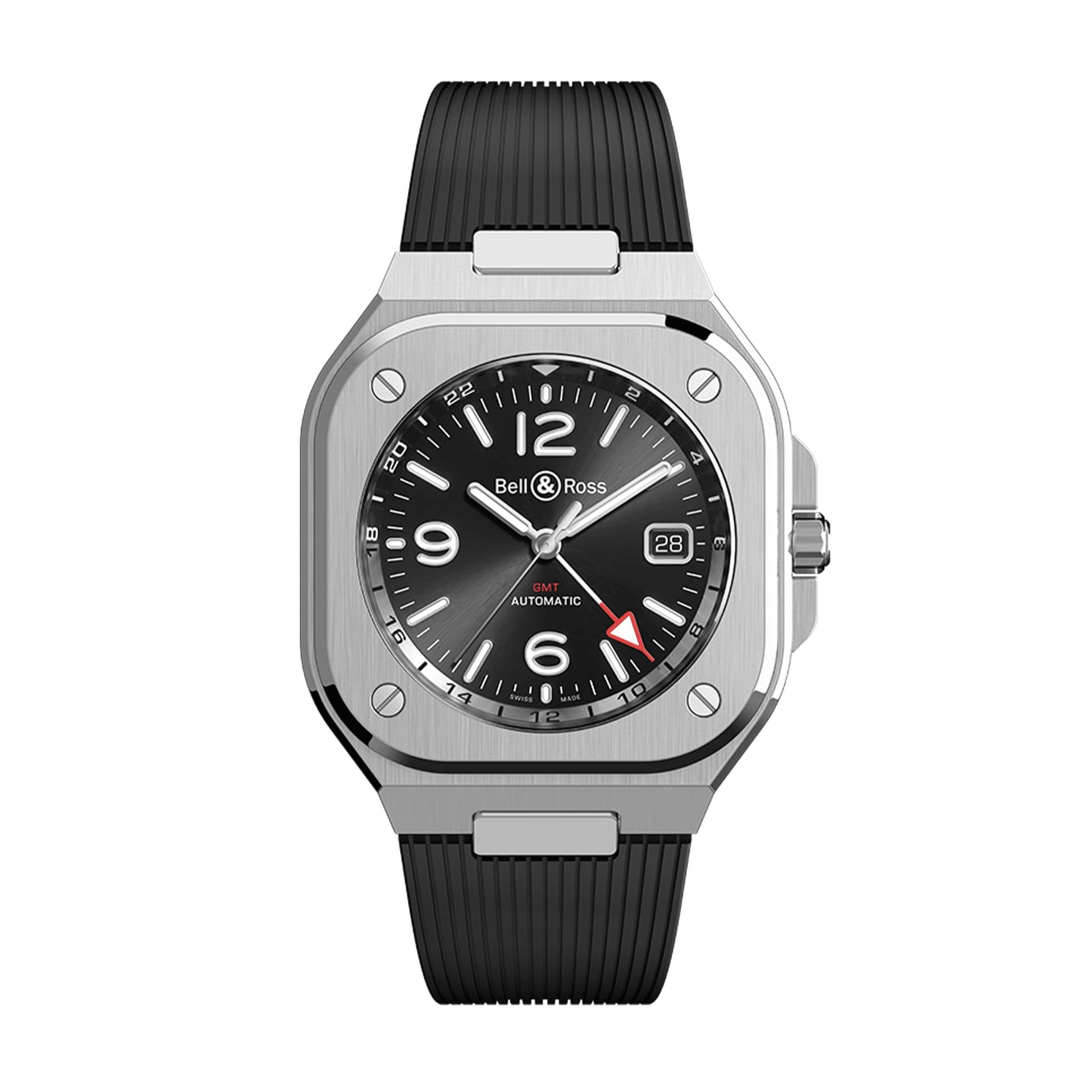Bell & Ross Montre Bell &amp; Ross BR 05 GMT automatique cadran noir bracelet caoutchouc 41 mm