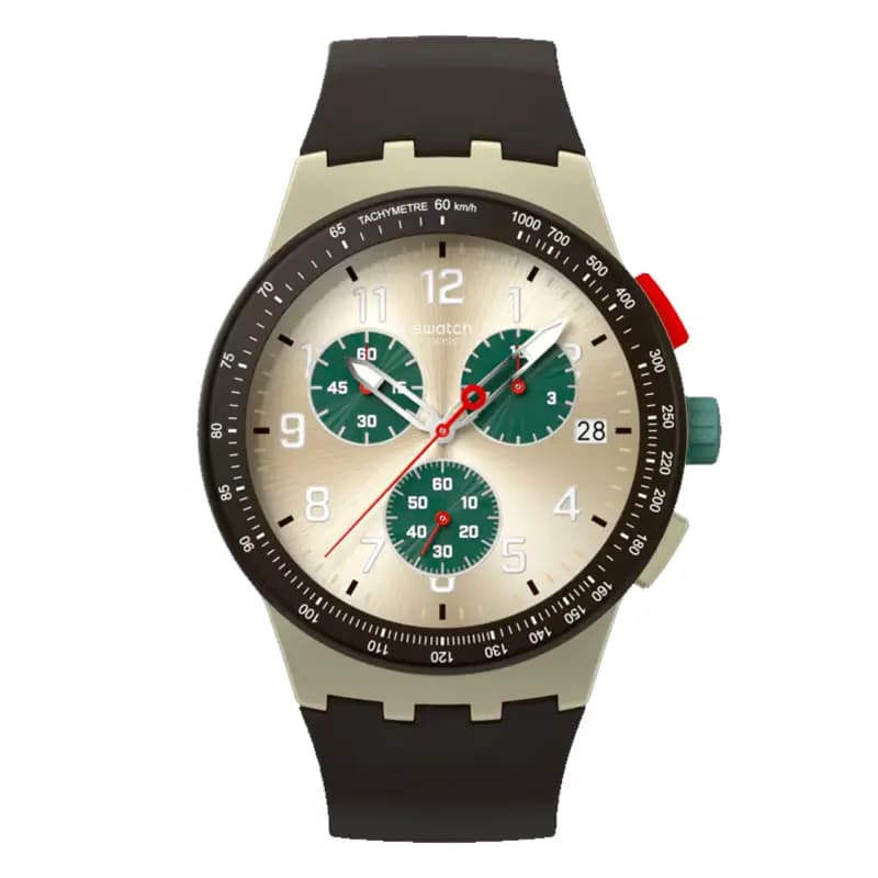 Swatch Obsidian Ink — bracelet marron