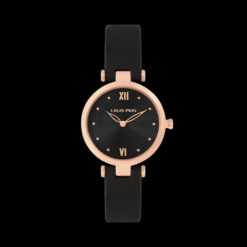 Louis Pion Montre quartz Femme Flore Noir