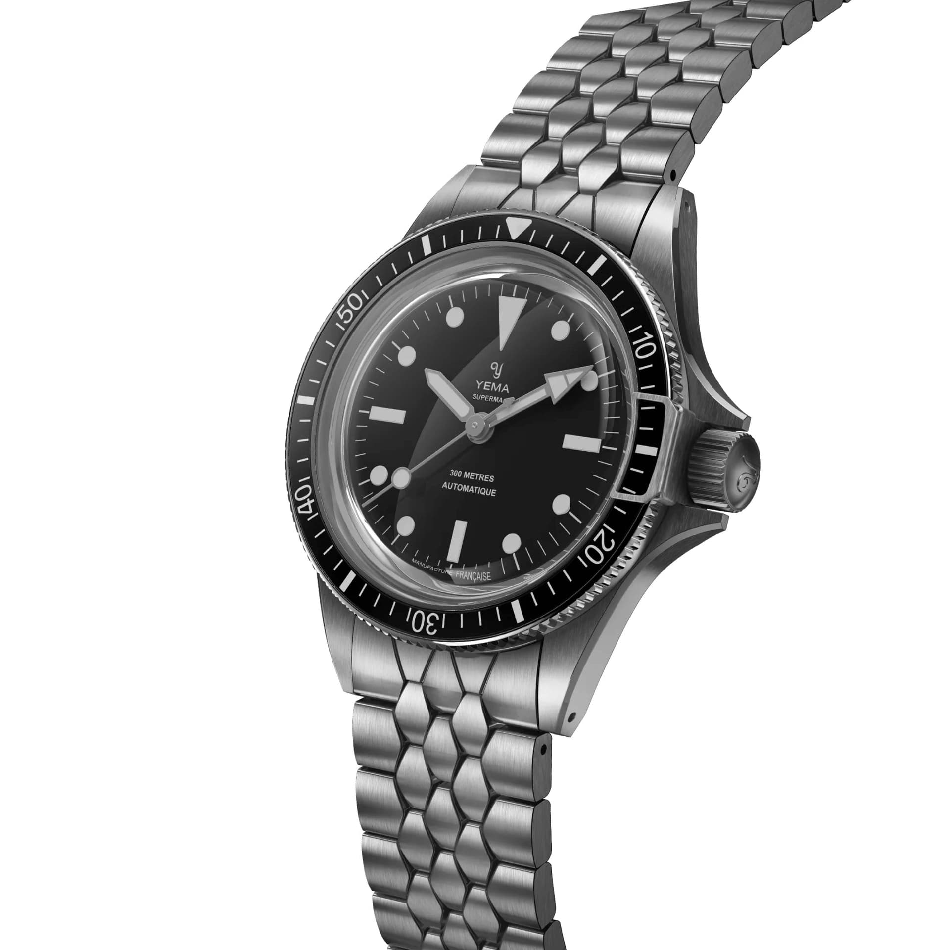 Yema Montre Yema Superman Steel CMM.10 automatique cadran noir bracelet acier 39 mm