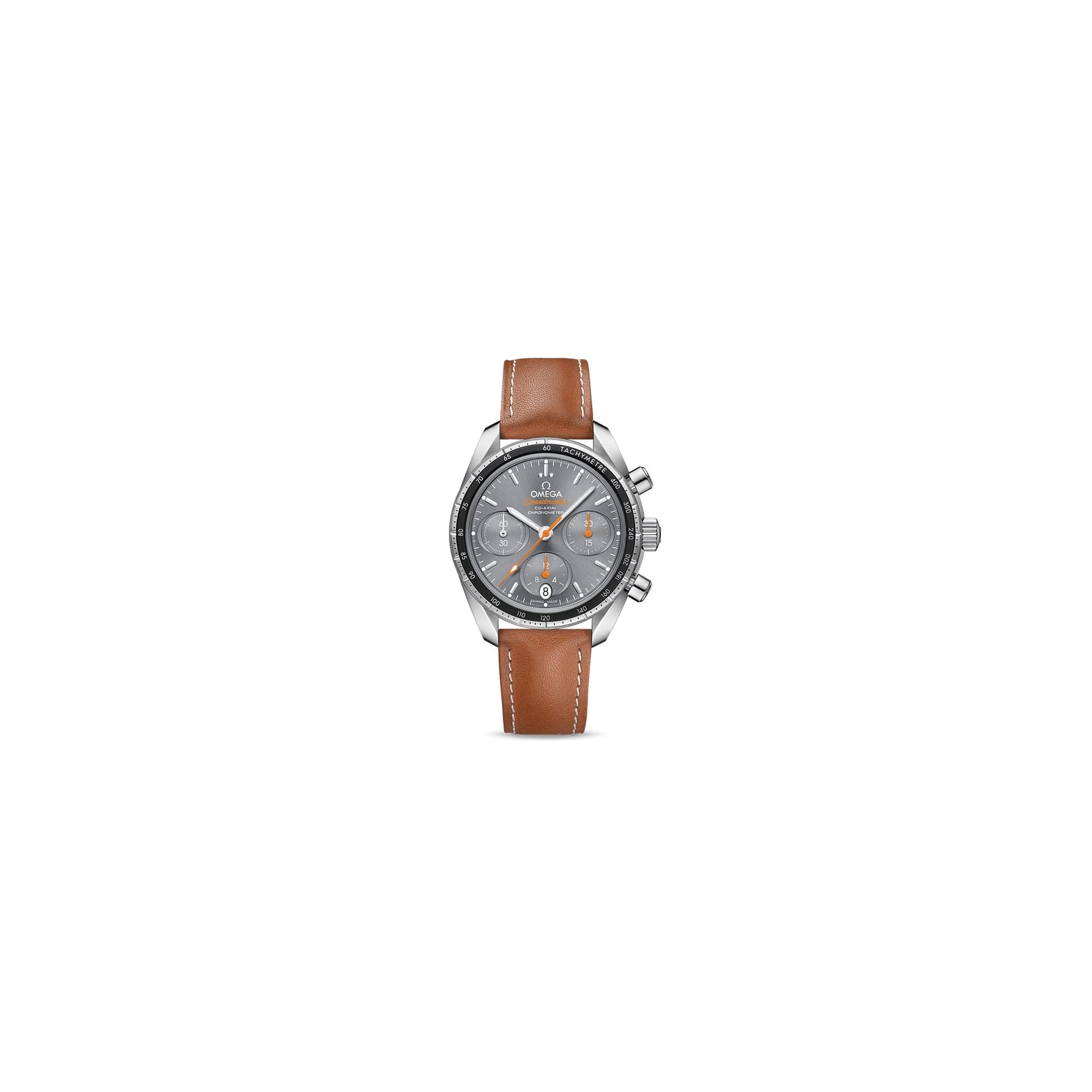 Omega Montre Omega Speedmaster 38 automatique Co-Axial chronographe cadran anthracite bracelet cuir gold 38 mm