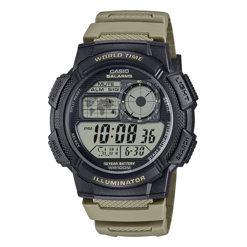 Casio AE-1000W — bracelet vert