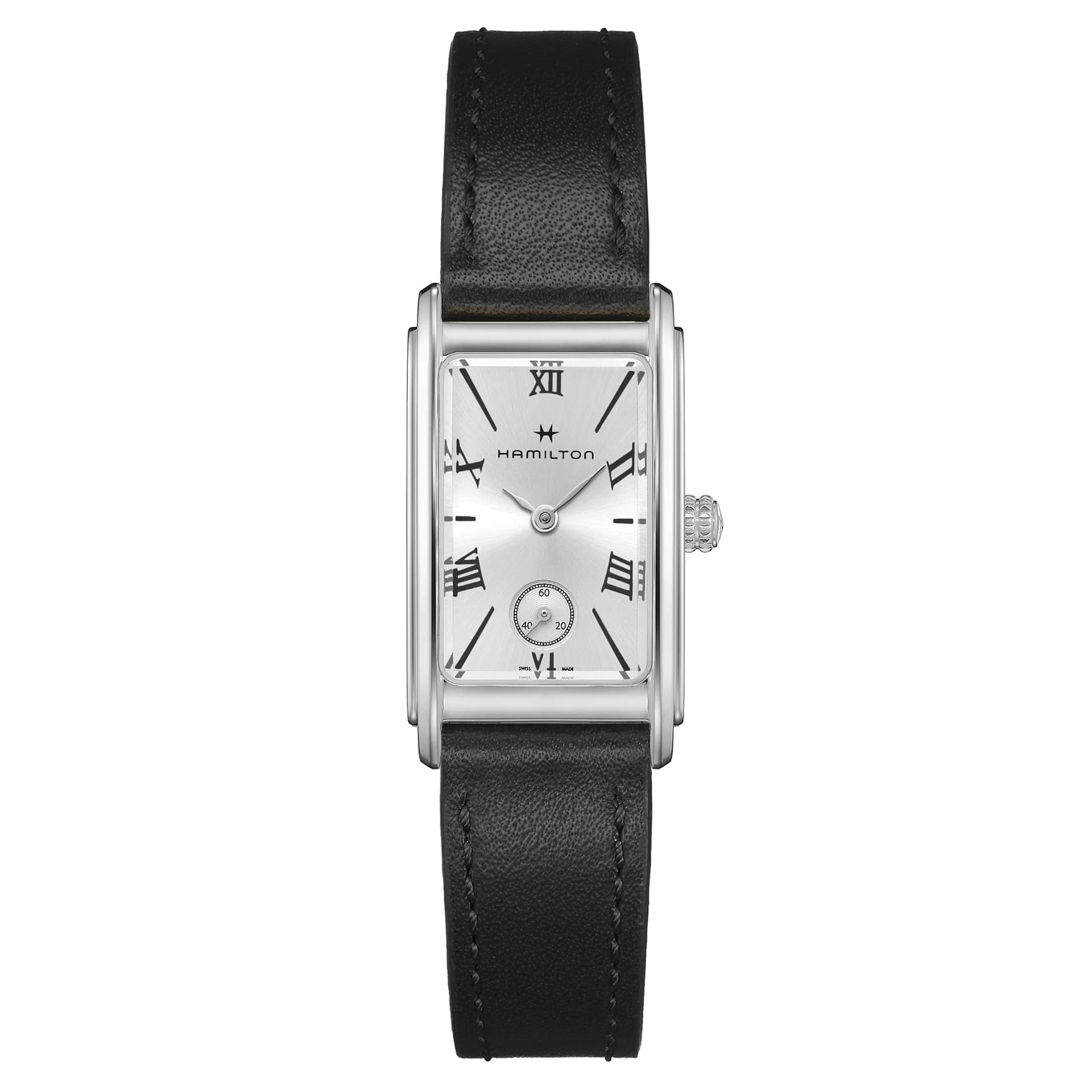Hamilton Montre Hamilton American Classic Ardmore quartz cadran argenté bracelet cuir noir 18,7 x 27 mm