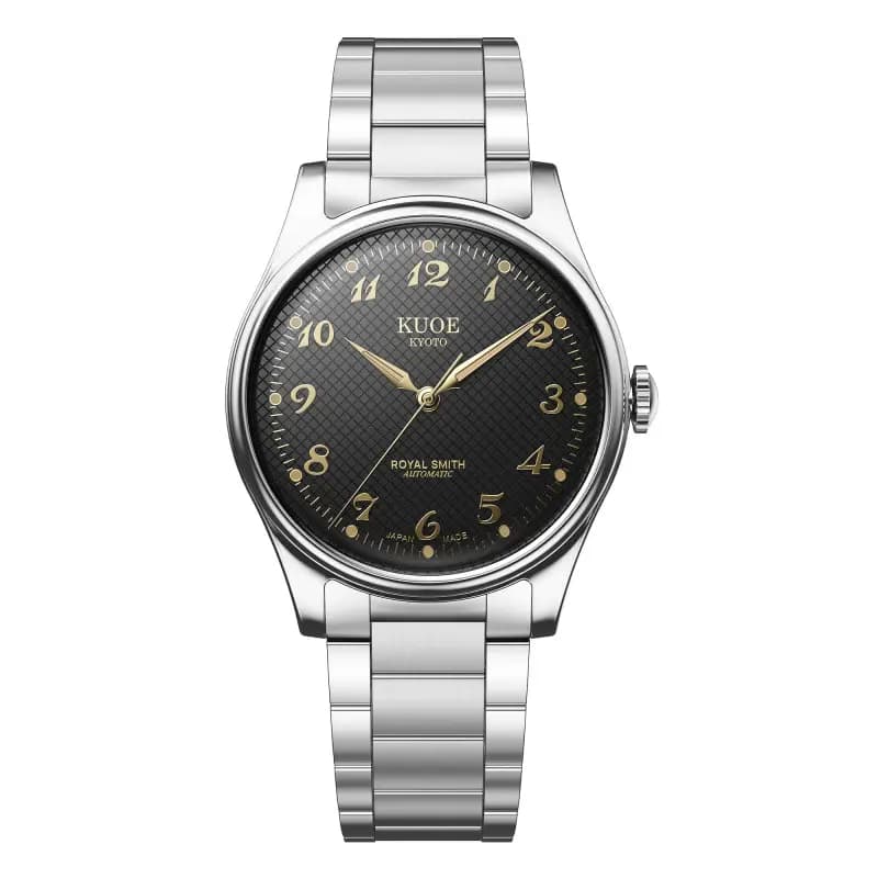 Kuoe Kyoto Montre Royal Smith 90-006 Breguet Numerals Silver Case Black Dial