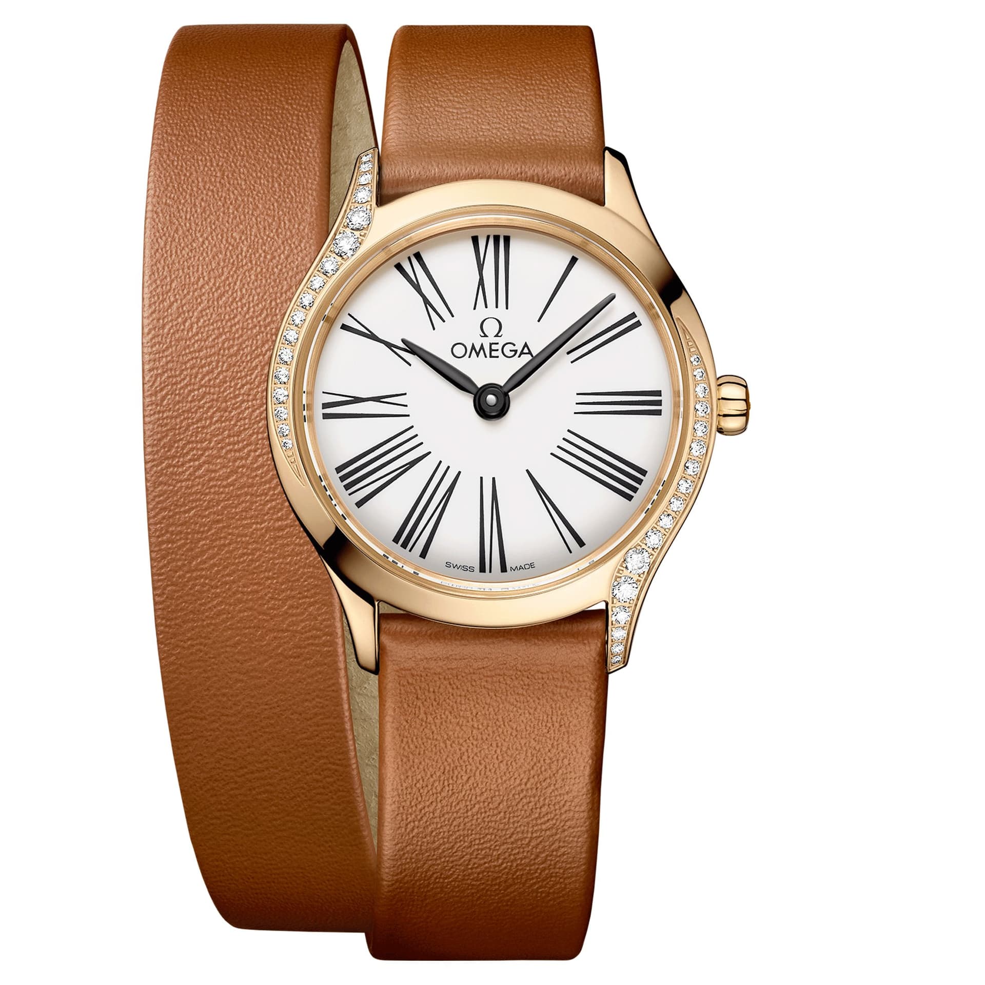 Omega De Ville 26 mm — or Moonshine sur cuir