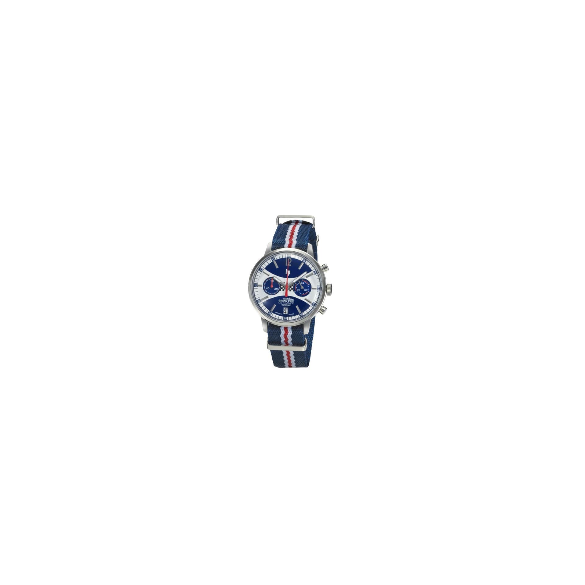 Lip Montre Lip Rallye Chrono Méca-Quartz - Homme - cadran Argenté et bleu- 39 mm - Acier inoxydable - 670065