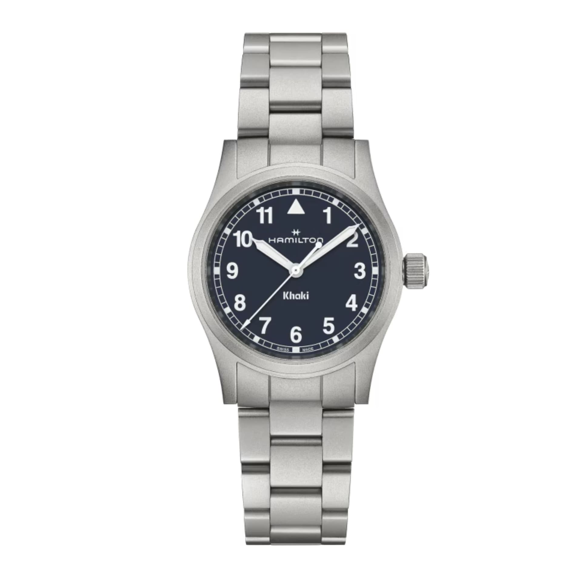 Hamilton Montre Hamilton Khaki Field quartz cadran bleu bracelet acier 38 mm