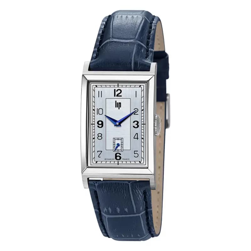 Lip Montre LIP T24 Cadran argenté bracelet cuir bleu moyen