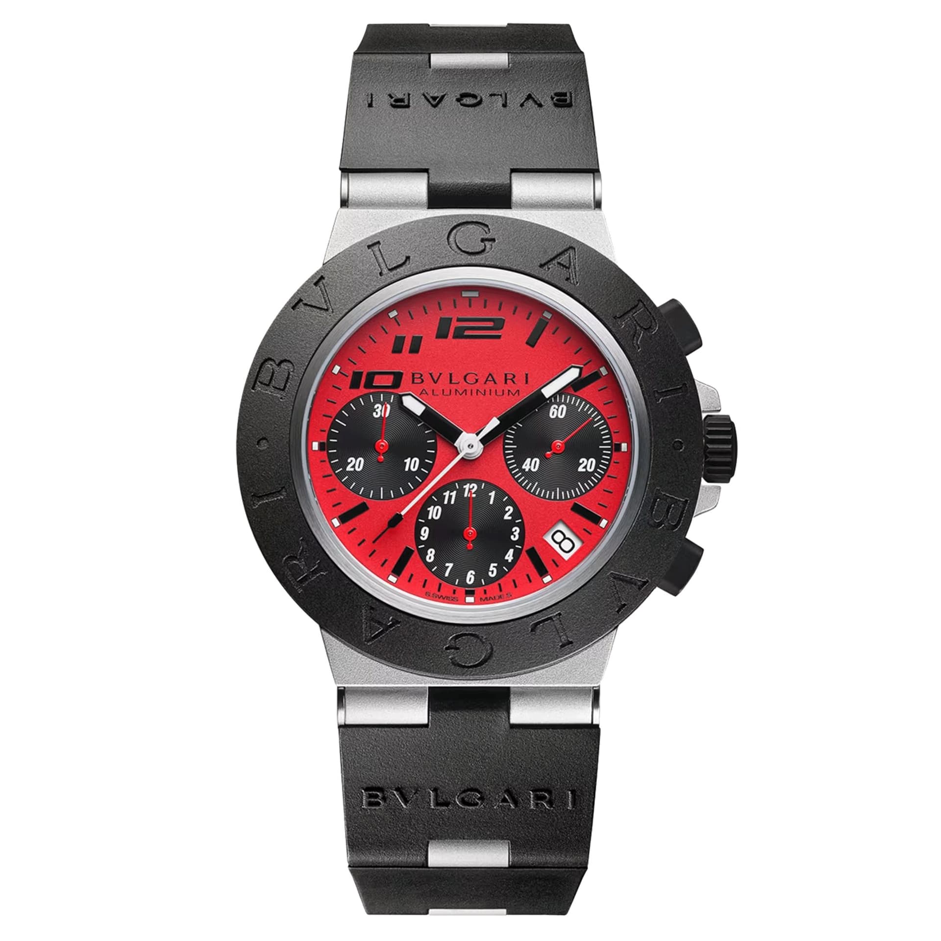 Bulgari Montre Bulgari Bvlgari Aluminium Ducati automatique cadran rouge bracelet caoutchouc noir 40 mm