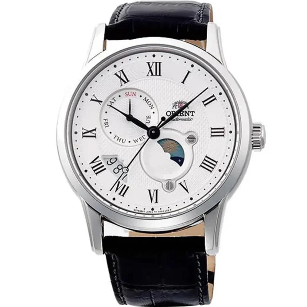 Orient Montre Automatique Orient Collection Sun &amp; Moon en Cuir Noir