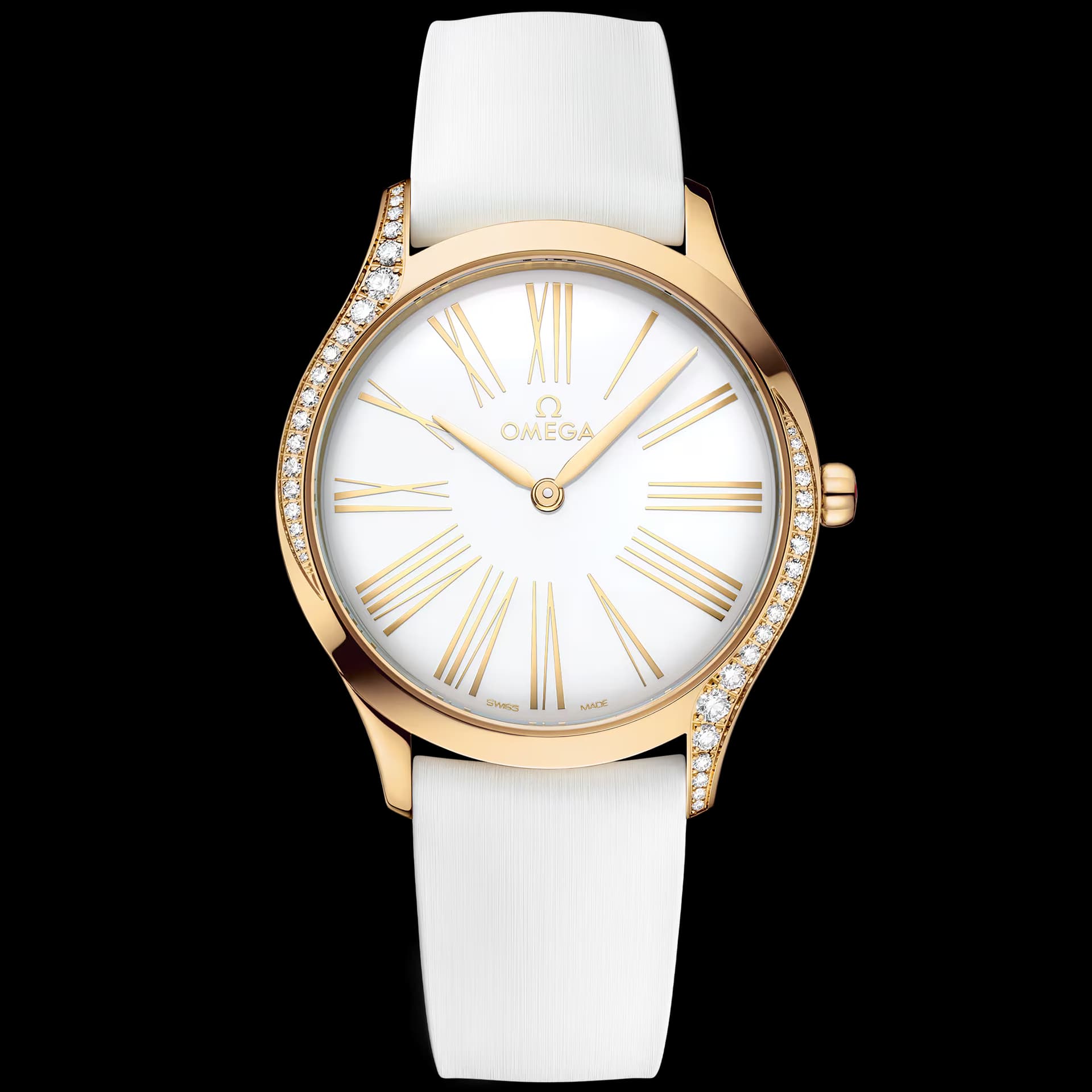 Omega De Ville 36 mm, or Moonshine™ sur bracelet caoutchouc