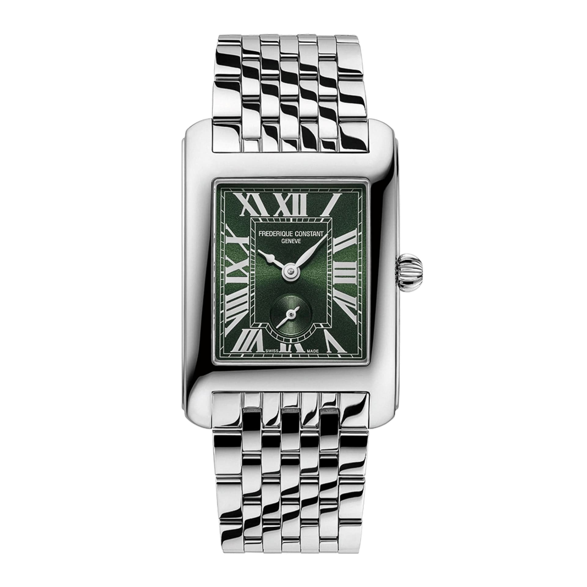 Frédérique Constant Montre Frédérique Constant Classics Carrée Small Seconds quartz cadran vert bracelet acier 36 x 25,20 mm