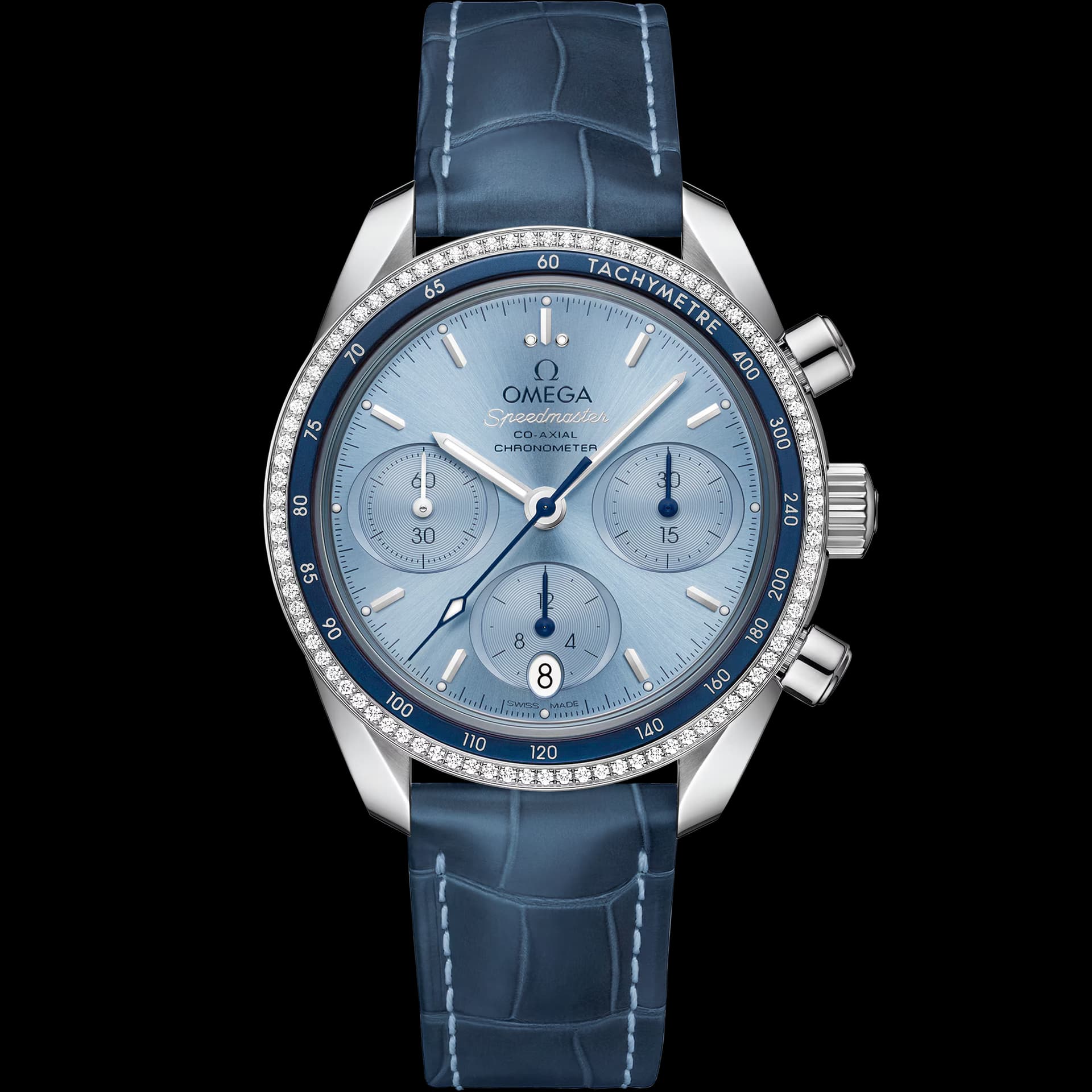 Omega Speedmaster 38 mm, acier sur bracelet en cuir