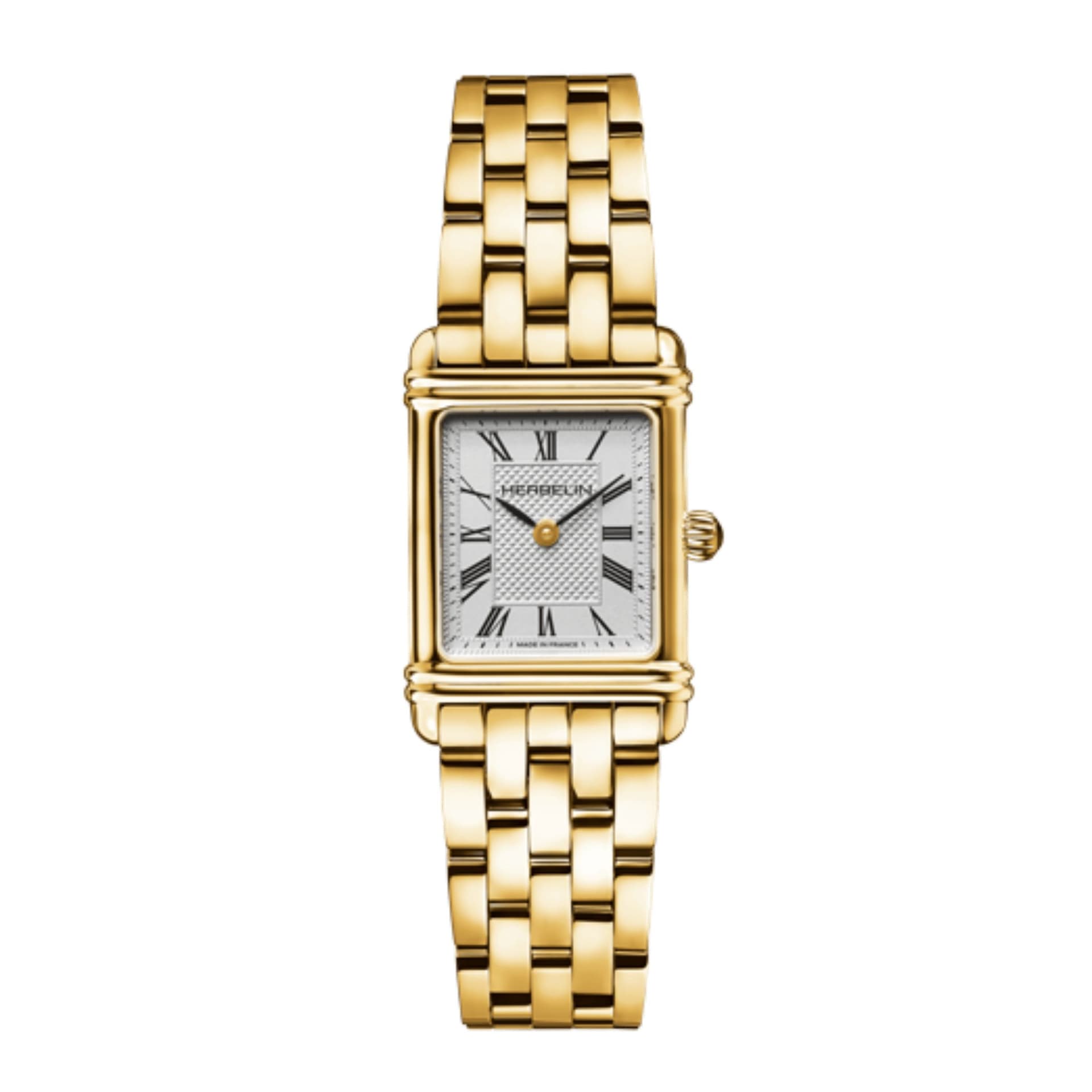 Michel Herbelin Montre Michel Herbelin Perles quartz cadran argent soleillé bracelet acier PVD or jaune 19 x 20,5 mm