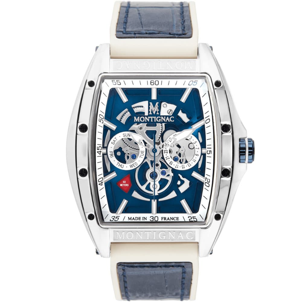 Montignac Montre Montignac en Cuir Bleu