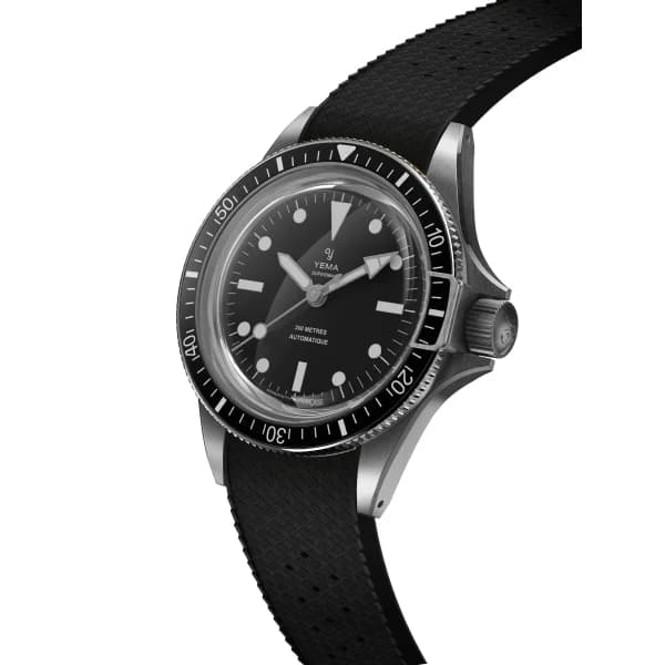 Yema Montre Yema Superman Steel CMM.10 41mm Cadran Noir Bracelet FKM Viton