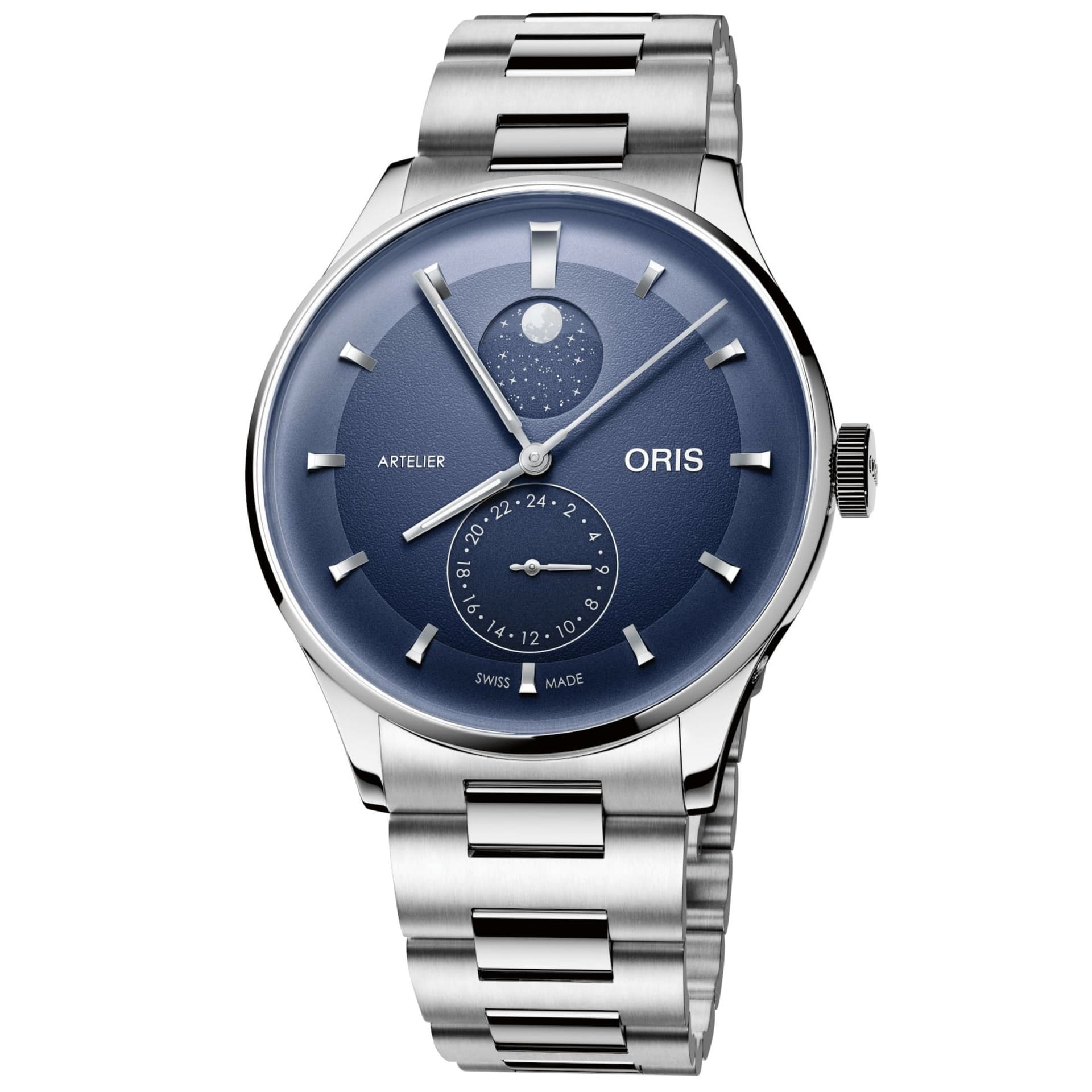 Oris Montre Oris Artelier Complication automatique cadran bleu bracelet acier 39,5 mm