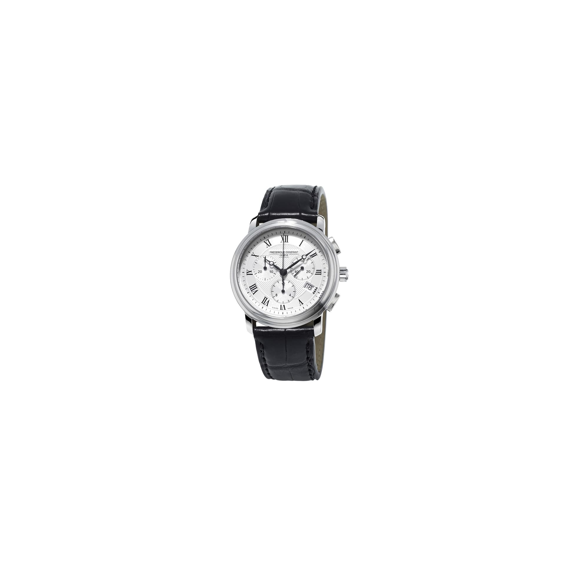 Frédérique Constant Montre Frédérique Constant Classics chronographe quartz cadran argenté bracelet cuir noir 40 mm
