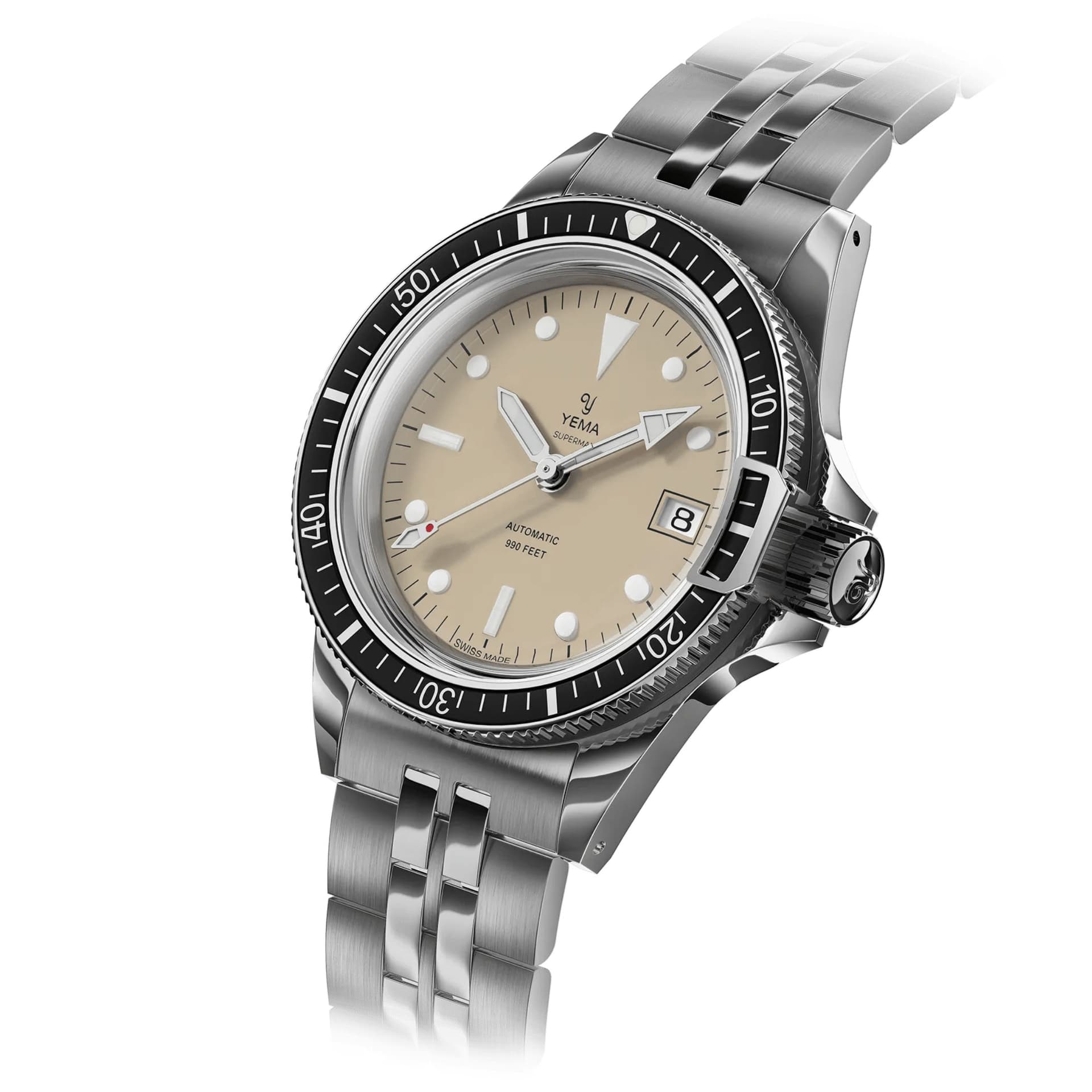 Yema Montre Yema Superman Swiss Edition automatique cadran beige bracelet acier 39 mm
