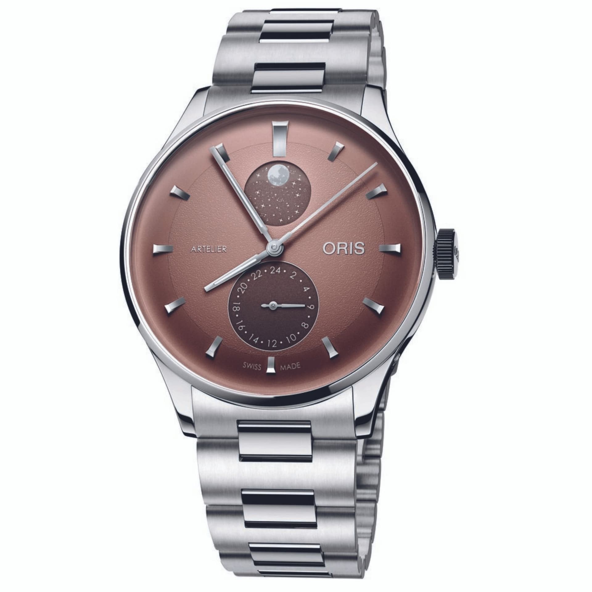 Oris Montre Oris Artelier Complication automatique cadran chestnut bracelet acier 39,5 mm