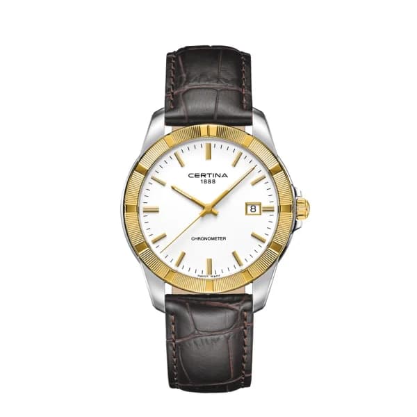 Certina Montre Certina DS Jubile Quartz Cadran Blanc Bracelet Cuir