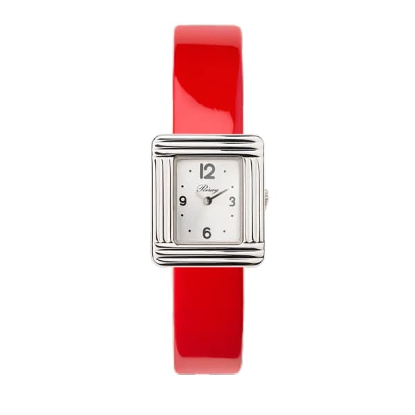 Poiray Montre Poiray Ma Première Mini Acier Cadran 4CA Bracelet Veau Vernis Rouge