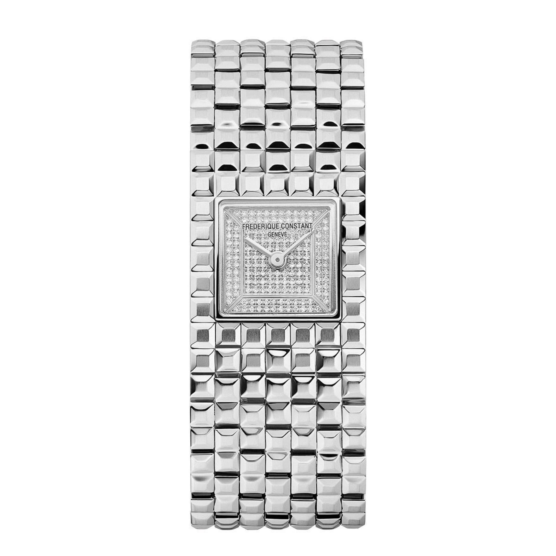 Frédérique Constant Montre Frédérique Constant Classics Manchette quartz cadran diamants bracelet acier 25.7 x 20 mm