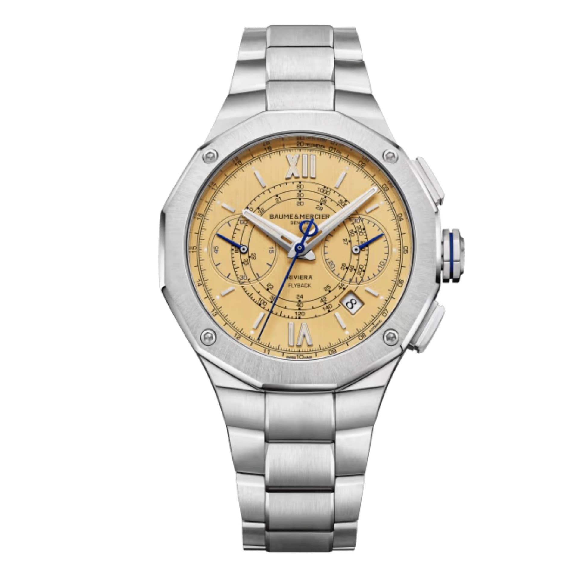 Baume & Mercier Montre Baume et Mercier Riviera Chronographe automatique cadran doré bracelet acier 41 mm