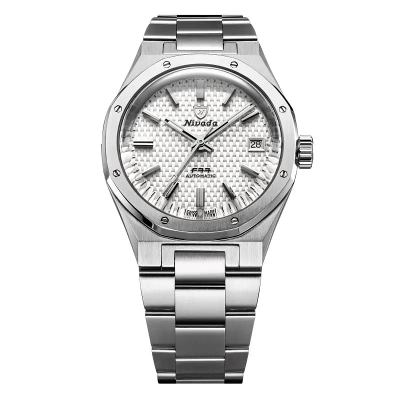 Nivada Grenchen Montre F77 MKII Tressed Dial - White Dial