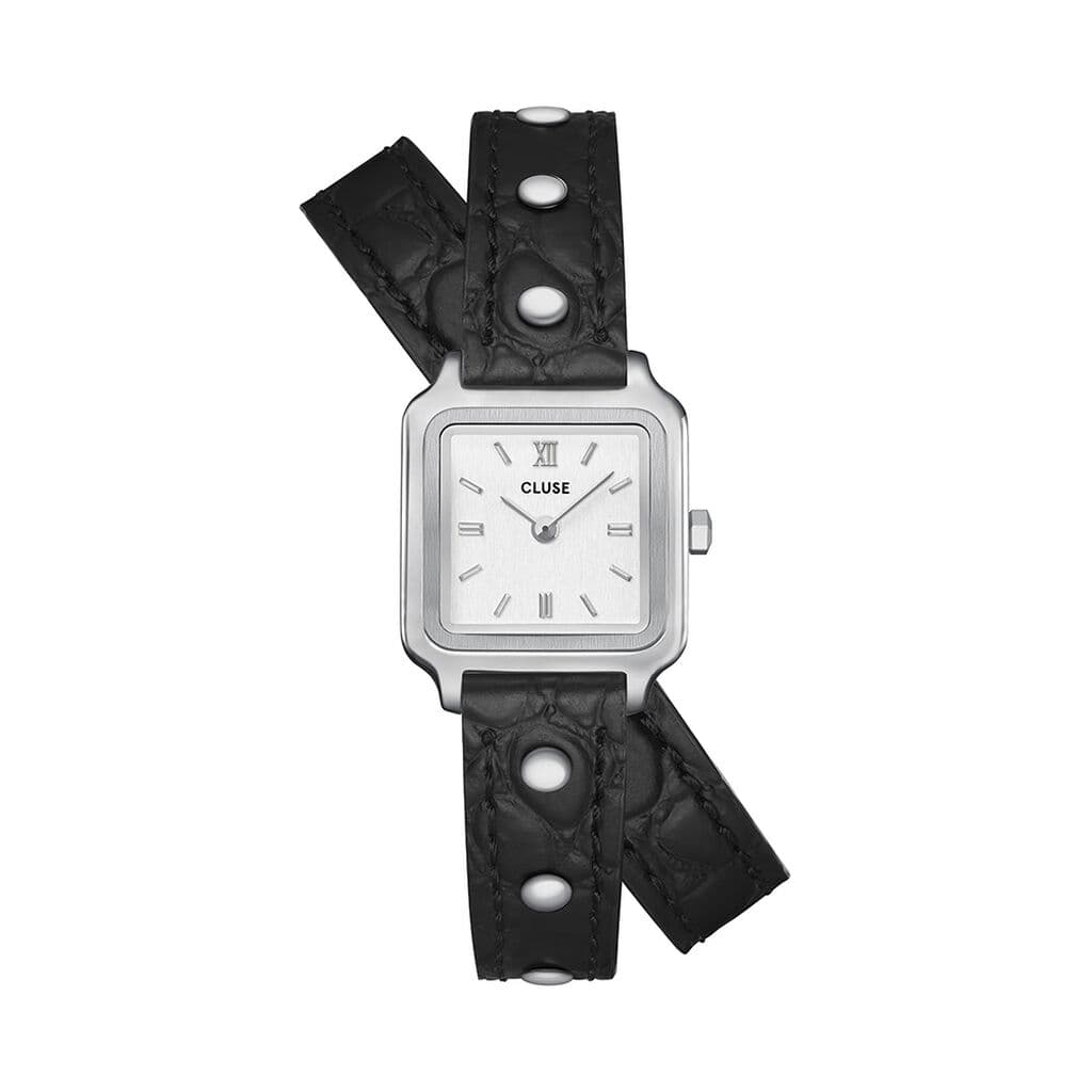 Cluse Gracieuse Mini Watch Double Leather Black, Studs, Silver Colour