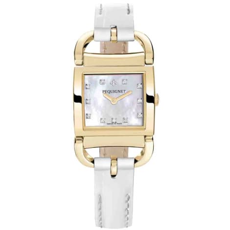 Pequignet E. Montre Pequignet Attellage Quartz - Cadran Nacre Blanc - Bracelet Blanc vernis - 5895508CD