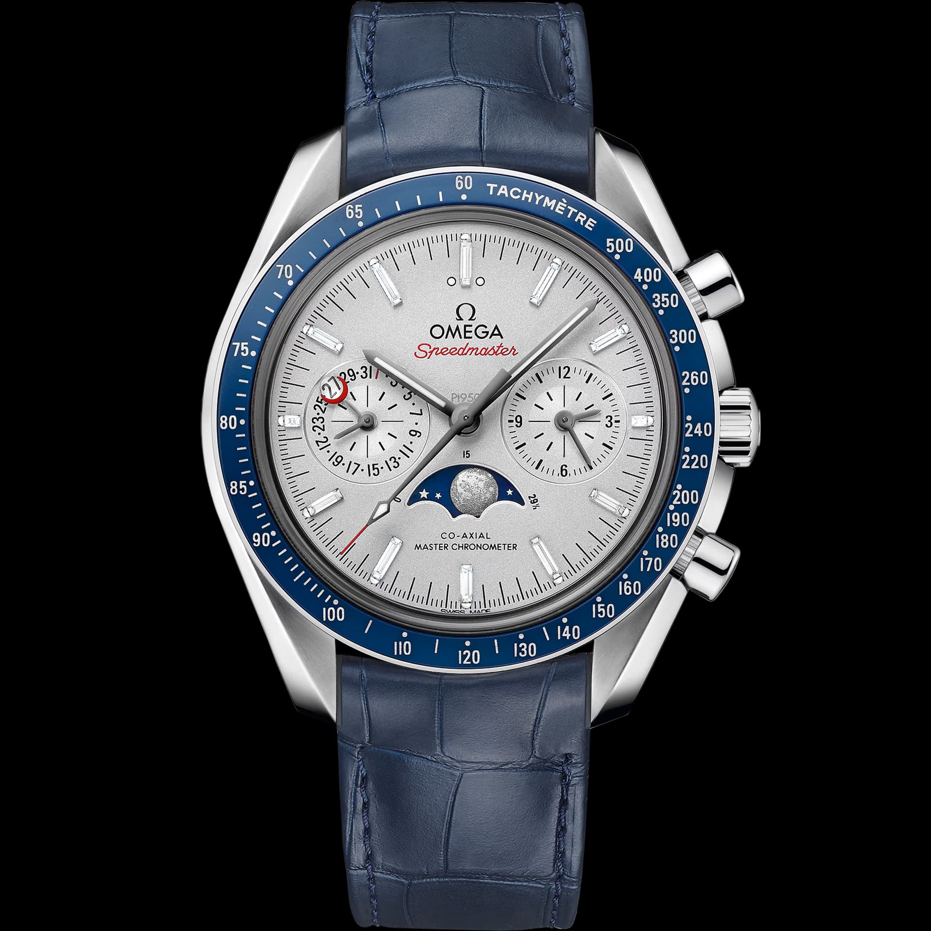 Omega Speedmaster 44,25 mm, platine sur bracelet en cuir