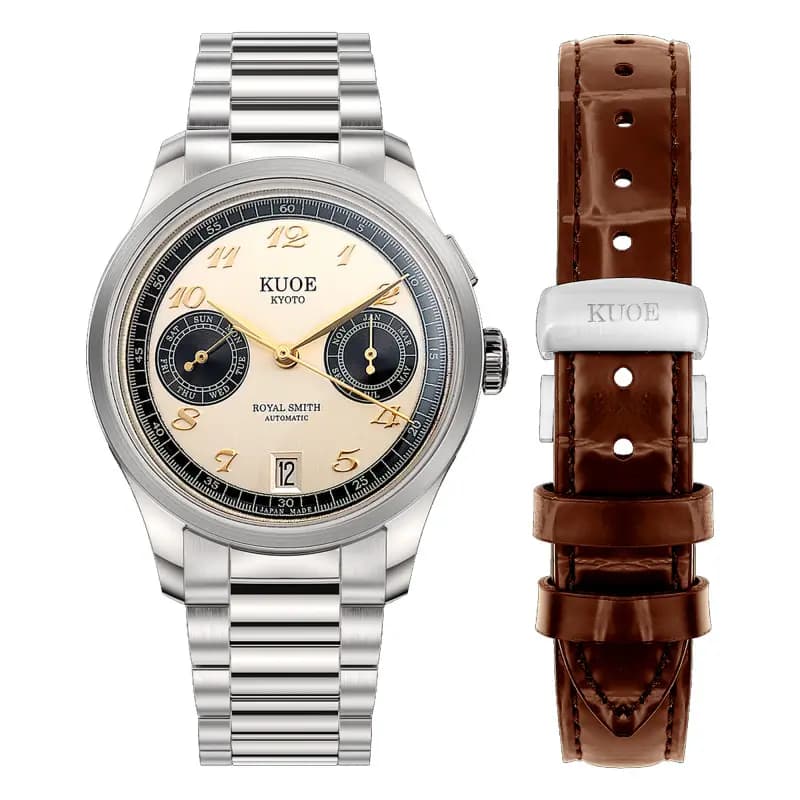 Kuoe Kyoto Montre Royal Smith 90-010 Automatic Panda x Vertical Brushed Dial rs90010-pa-vertical