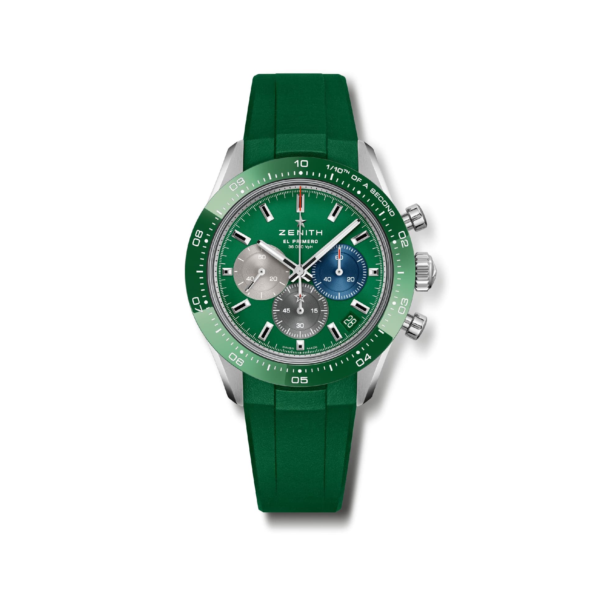 Zenith Montre Zenith Chronomaster Sport automatique cadran vert bracelet caoutchouc 41 mm